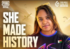 Female esports player Onintsoa “OFFSET” Fitiavana competing at PMGO Africa Finals stage representing Madagascar in PUBG Mobile tournament
